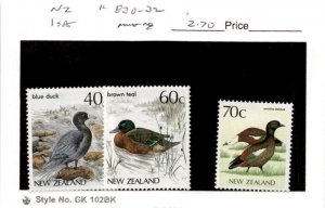 New Zealand, Postage Stamp, #830-832 Mint NH, 1985 Duck (AC)