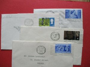 SG493, SG495, SG661 & SG689 4 x Plain Pre Decimal Single Stamp First Day Covers