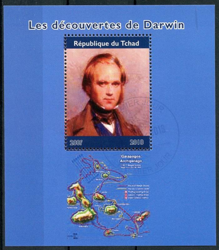 Chad 2018 CTO Charles Darwin Discoveries Galapagos 1v M/S Science Stamps