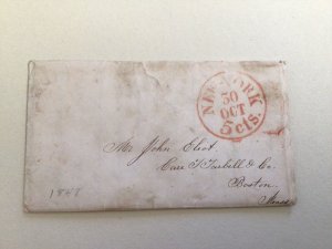 United States New York 1848 to Boston  letter cover 63037