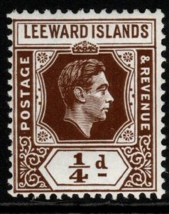 LEEWARD ISLANDS SG95a 1949 ¼d DEEP BROWN CHALKY PAPER MNH