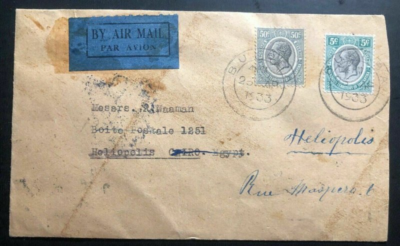 1933 Bukoba Tanganyika First Northbound Flight Cover FFC To Heliopolis Egypt