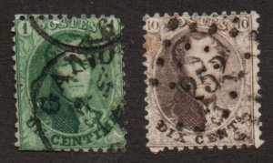 Belgium 13a, 14a  Perf.  12 1/2. Used