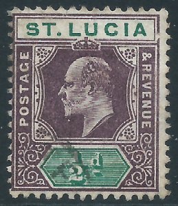 St Lucia, Sc #50, 1/2d Used