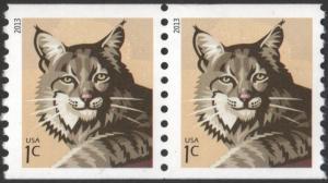 SC#4802 1¢ Bobcat Coil Pair (2013) MNH