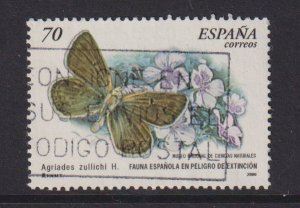 Spain    #3024  used  2000  endangered butterflies 70c