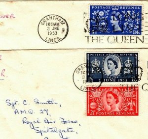 GB 1953 First Day Covers{4} FDC QEII CORONATION Slogan LONG LIVE THE QUEEN GP268 