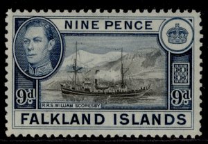 FALKLAND ISLANDS GVI SG157, 9d Black & Grey-Blue, M MINT. Chat-