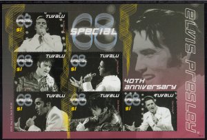 Tuvalu 2008 MNH Sc #1069 Sheet of 6 $1 Elvis Presley 40th Anniversary of TV B...