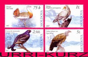 MOLDOVA 2007 Nature Fauna Birds Bustard Hawk Buzzard Grouse Griffon Vulture 4v