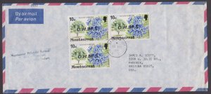 MONTSERRAT - 1980 AIR MAIL ENVELOPE TO USA WITH O.H.M.S OVPT FLOWERS STAMPS