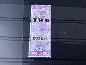 Ceylon Queen Victoria Foreign Bill Overprint Stamp Ref 56481