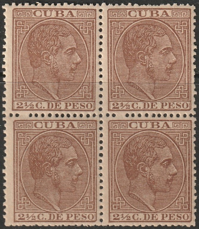 Cuba 1882 Sc 102 block MLH*/MNH**