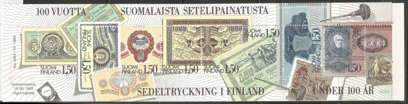 FINLAND  706  MNH,  COMPLETE BOOKLET, FINNISH BANKNOTE CENTENNIAL