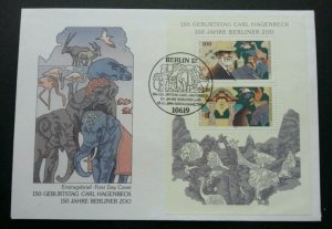 Germany Zoo 1994 Berlin Animal Wildlife Tiger Bear Giraffe Bird Elephant (FDC)