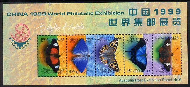 Australia 1998 Butterflies sheetlet containing set of 5 o...