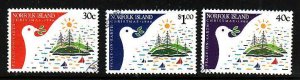 Norfolk Is.-Sc#389-91- id12-used set-Birds-Christmas-1986-