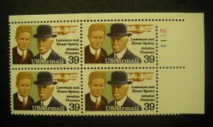 Scott C114, 39c Sperry Brothers Aviation Pioneers, PB4 #12111 UR, MNH Beauty