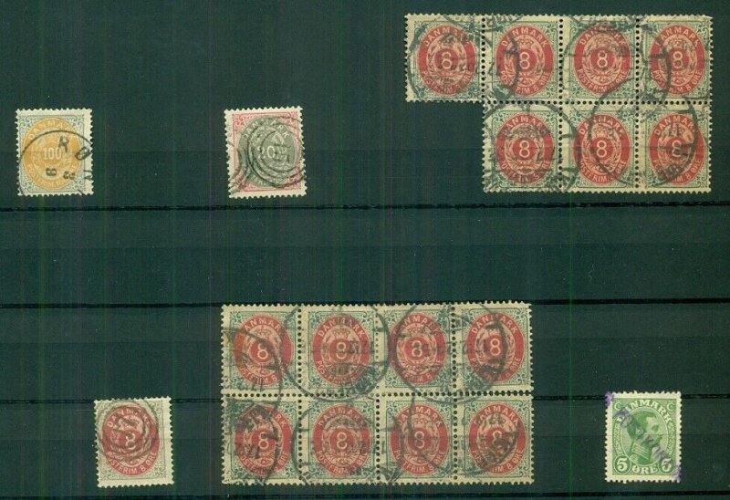 DENMARK STOCK, Early Issues, Cancels & Shades, Scott cat value $12,509.00