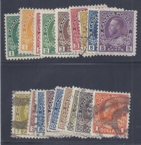 Canada Scott #104-122 Complete Set used F-VF