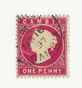 Gambia Sc #13a  1p deep red used with CDS VF