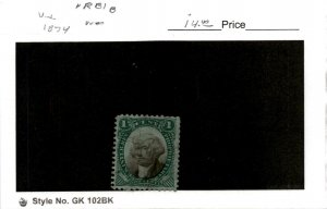 United States Postage Stamp, #RB1b Used, 1874 Revenue (AC)