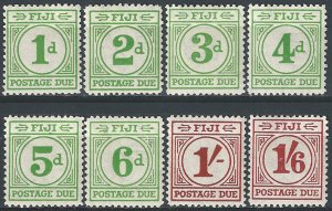 1940 Fiji Giorgio VI segnatasse 8v. MNH SG. n. D11/18