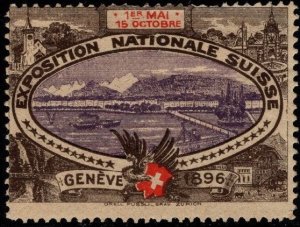 1896 Switzerland Poster Stamp National Exposition Geneva May 1-October 15 Unused