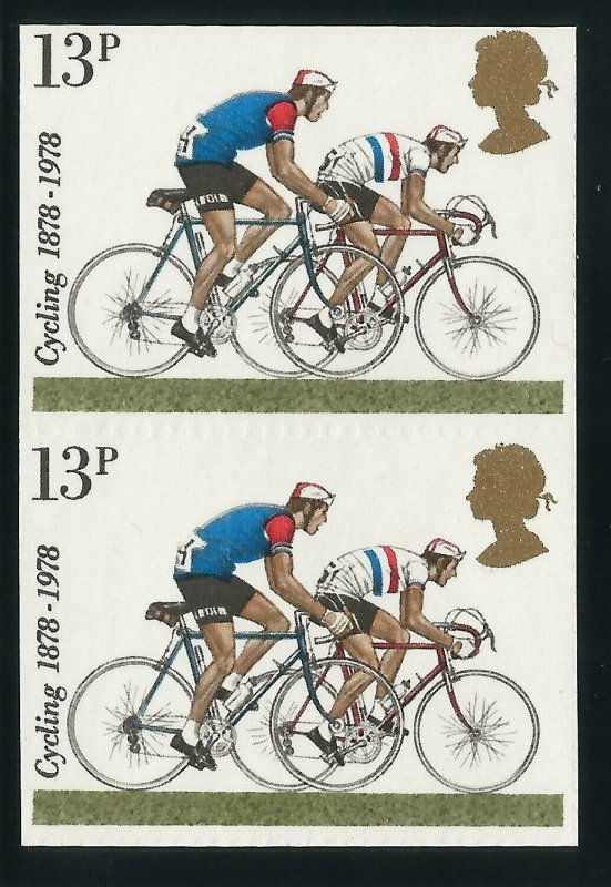 Stamp Error - 1978 Cycling 13p IMPERF PAIR - Fine unmounted mint