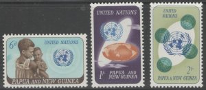 PAPUA NEW GUINEA SG79/81 1965 20TH ANNIV. OF UNO MNH