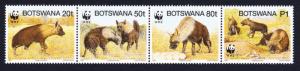 Botswana WWF Brown Hyena Strip of 4v SG#809-812 SC#586 a-d MI#586-589