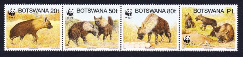 Botswana WWF Brown Hyena Strip of 4v SG#809/12 SC#586 a-d MI#586-89