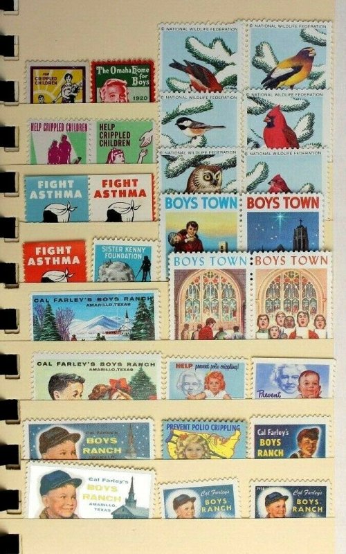 US Old Christmas Seal + Others Stamp Collection Lot of 134 All  Different Stamps