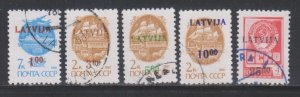 Latvia,  Surcharged (SC# 327-331) USED SET
