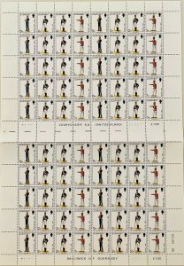 GUERNSEY 1974 MILITARY UNIFORMS SHEET OF 80 STAMPS & 3 BOOKLETS MNH