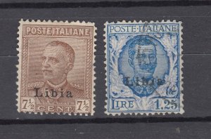 J43955 JL Stamps 1929 libya set mh & used #62-3 ovpt,s 62 has number on back