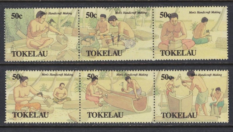 TOKELAU Sc# 174a, 177a MNH FVF Set2 x Strip Men's Handicrafting