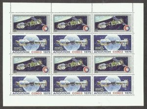 Russia 1975 Sc# 4339-40 Space US Apollo and Soyuz Sheet MNH