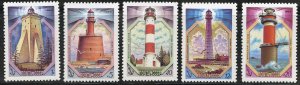 Russia Scott 5179-83 MVFNHOG - 1983 Lighthouses Complete Set - SCV $2.00