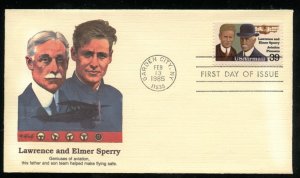 US C114 39c Air Mail Lawrence & Elmer Sperry UA Fleetwood cachet FDC