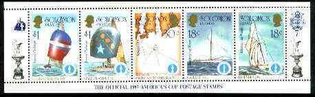SOLOMON IS. - 1985 - Americas Cup  - Perf 5v Strip #7 - Mint Never Hinged