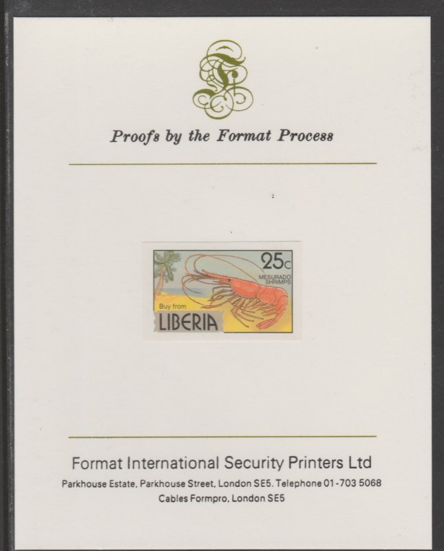 LIBERIA 1981 SHRIMP  imperf proof mounted on Format Int Proof Card