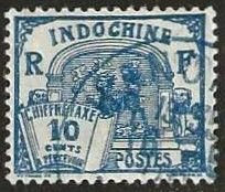 Indochina Sc. J52, used. Blue HANOI cancel. 1927.  (i229)