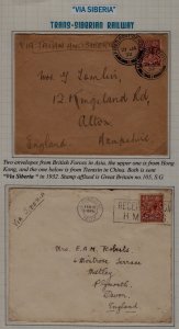 Hong Kong/GB/China 2 covers Trans-Siberian railway 1932