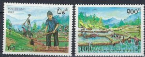 Laos 832-37 MNH 1987 Rice Cultivation (ak2875)