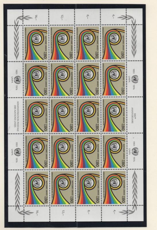 SCOTT 61-62 MNH  UN GENEVA  Sheets of 20 1976 UNP 25th Anniversary