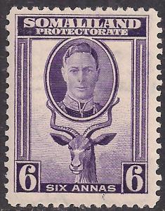 Somaliland 1942 KGV1 6 annas Violet MM SG 110 ( R1053)