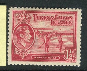 TURKS CAICOS; 1938-40 early GVI pictorial issue Mint hinged Shade of 1.5d. value