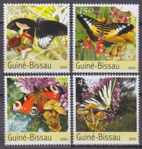 2003 Guinea-Bissau 2091-94 Butterflies and mushrooms 7,50 €