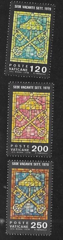 Vatican 1978 Keys of St Peter & Papal Chamberlain's insignia Sc 638-640 MNH A709